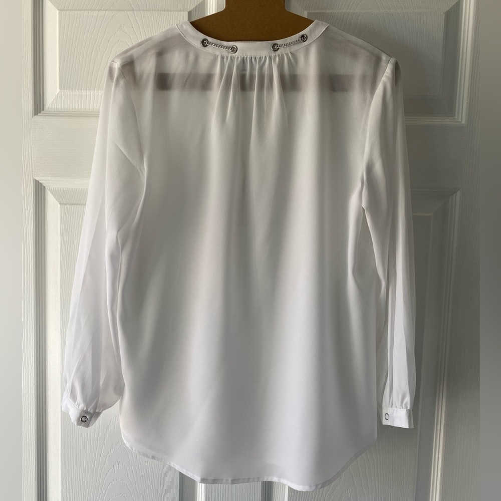 NEW YORK & COMPANY White Long Sleeve Top Medium Size New - Picture 5 of 7